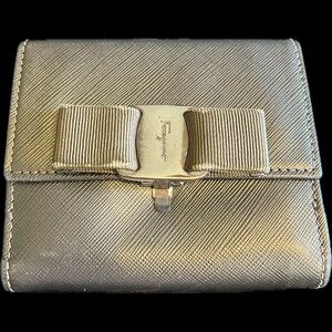 Salvatore Ferragamo Gold/Taupe/Army Greenish Women's Wallet Vintage Good Cond